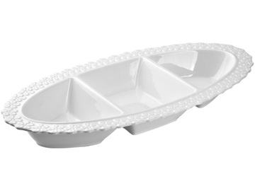 Porcelanowe naczynie trójdzielne NA PRZYSTAWKI PRZEKĄSKI DLA BABCI, DZIADKA