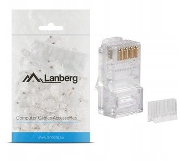 РАЗЪЕМ 100X РАЗЪЕМ RJ45 РАЗЪЕМ 8P8C UTP КАТ.6 С НАПРАВЛЯЮЩЕЙ LANBERG