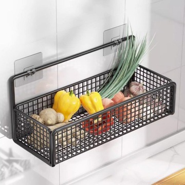 Подвесной настенный органайзер, сплошной, сталь, проволочная корзина, черный, L, с наклейкой