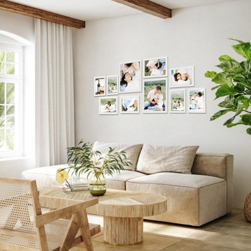 Набор из 10 белых фоторамок разных размеров, коллаж, 10 х 15 см (4 шт.