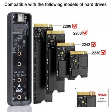 КОРПУС КАРМАН ДЛЯ НАКОПИТЕЛЯ USB-C 3.2 SSD M.2 NVME 20 ГБ