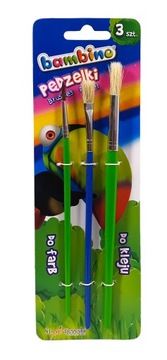 ШКОЛЬНЫЕ ЩЕТКИ ДЛЯ КРАСКИ И КЛЕЯ 3 ШТ. BAMBINO