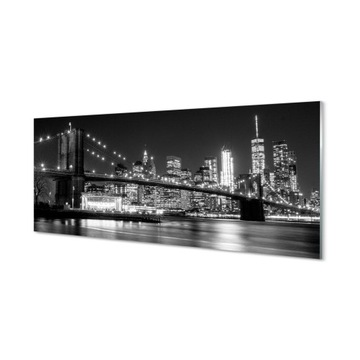 Akrylowy obraz Most wieżowce noc rzeka 125x50 cm