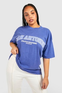 Boohoo Plus T-shirt oversize San Antonio efekt sprania 46