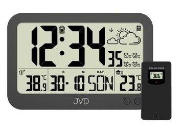 Budzik cyfrowy JVD RB3565.1 sterowany radiowo temp. wewnętrzna i zewnętrzna