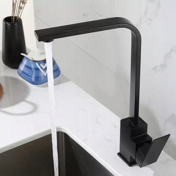ЧЕРНЫЙ КУХОННЫЙ смеситель, поворотный излив, высокий, черный смеситель для кубической мойки