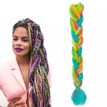 WŁOSY SYNTETYCZNE WARKOCZE PASMA KOLOROWE 10