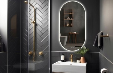 НАСТЕННОЕ ЗЕРКАЛО ДЛЯ ВАННОЙ ОВАЛЬНОЕ СО СВЕТОДИОДНОЙ ПОДСВЕТКОЙ EGJ 50x90 см