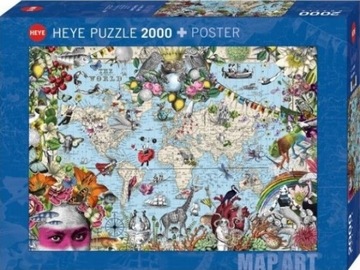 PUZZLE 2000 Dziwny Świat MAPA WIELKOŚĆ PO ROZŁOŻENIU 97 x 69 cm