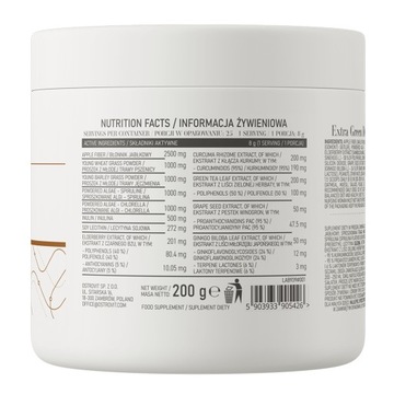 OstroVit Extra Green Detox 200 г СПИРУЛИНОВОЕ ВОЛОКНО