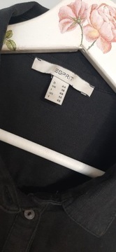 560. Esprit czarna koszula z lnem roll up r 44
