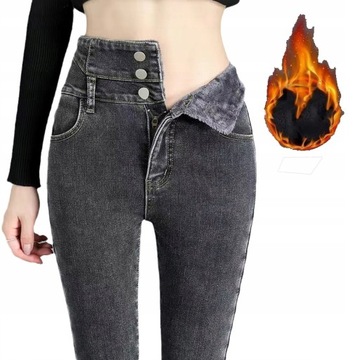 OCIEPLANE legginsy JEANS GRUBE SPODNIE GETRY ZIMA