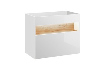 Biała Szafka Pod Umywalkę 80 cm Wisząca + LED