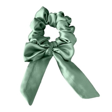 Gumka do włosów satyna scrunchie wstążka Szałwia