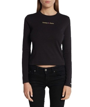 TOMMY JEANS LONGSLEEVE - BLUZKA CZARNA DAMSKA L