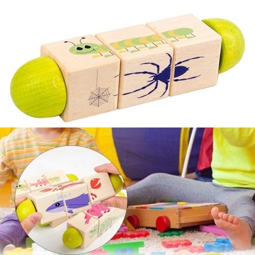 Деревянный вращающийся пазл-паук для детей