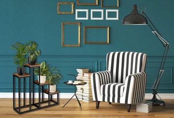 ПОДСТАВОЧНАЯ ПОДСТАВКА ДЛЯ ЦВЕТОВ, МЕТАЛЛИЧЕСКАЯ ПОДСТАВКА ДЛЯ ЦВЕТОВ В РУСТИЧЕСКОМ СОСТОЯНИИ, 4 МЕТАЛЛИЧЕСКИХ ЛОФТ-ЦВЕТА