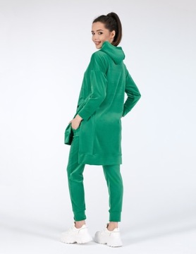 Welurowe dresy damskie EMI II - welurowa bluza + spodnie - zielony 4/5XL