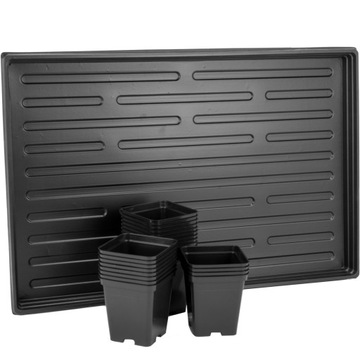 Производственные квадратные горшки для рассады 0,5л, 24 шт., с подставкой 60х40см.