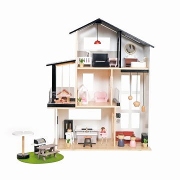 NOWOCZESNY DUŻY DREWNIANY DOMEK DLA LALEK MODERN LOFT WILLA DLA DZIECI