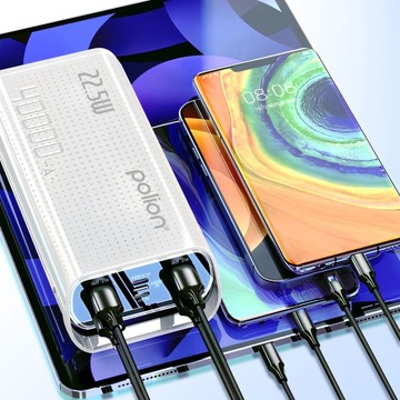 Powerbank Polion 22,5W 40000MAH USB-C USB-A PD 3.0 QC 3.0 Кабель