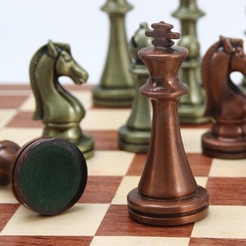 Портативный металлический набор шахмат со складной деревянной коробкой для шахматных досок