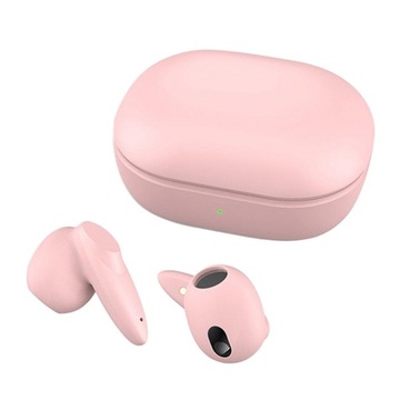 Bezprzewodowe słuchawki douszne Bezprzewodowe ładowanie 20 godzin odtwarzania, słuchawki Bluetooth 5.1, różowe