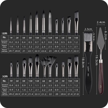 Кисти Набор школьных кистей Художественные точные для рисования 23шт.