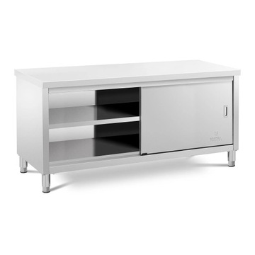 STÓŁ ROBOCZY 180x60 Z SZAFKĄ DRZWI PRZESUWNE INOX