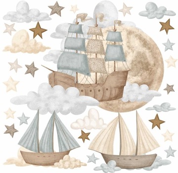 NAKLEJKI NA ŚCIANĘ STATKI DREAMS DLA DZIECI - DUŻE NAKLEJKI ŚCIENNE DECOTIA
