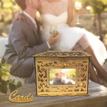 Pudełko na kartki ślubne Drewniane pudełko na kart