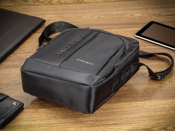 СТИЛЬНАЯ черная мужская сумка через плечо Pierre Cardin Сумка-мессенджер с длинным ремешком