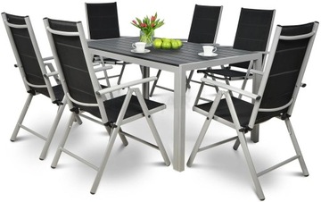 ZESTAW MEBLI OGRODOWYCH taras aluminiowych STÓŁ KRZESŁA SYDNEY Silver