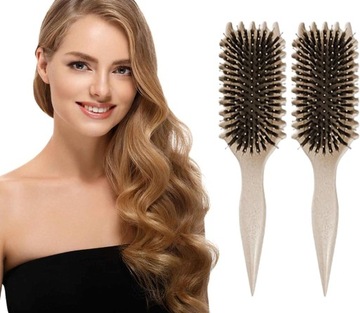 Boar Bristle Hair Brush Bounce Curl Defining Brush, Shaping and Defining