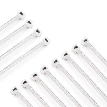 ОЧЕНЬ ПРОЧНЫЕ ЗАЖИМЫ 3,6х200мм 100 ШТ. БЕЛЫЕ КАБЕЛЬНЫЕ Стяжки