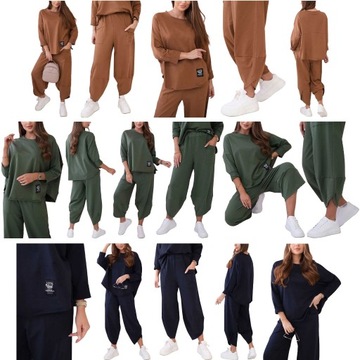 ЭЛЕГАНТНЫЙ ИТАЛЬЯНСКИЙ ХЛОПКОВЫЙ КОМПЛЕКТ СВИТШОТ БРЮКИ OVERSIZE U