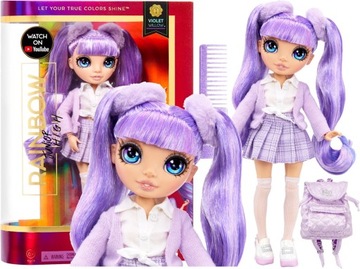RAINBOW Jr HIGH Lalka VIOLET WILLOW 580027 fiolet Junior akcesoria plecak