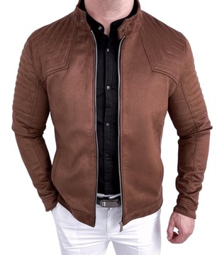 Kurtka biker zamszowa meska camel M-7196 Stylovy 3XL