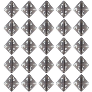 ZESTAW 25 KOSTEK K4 RPG OBSYDIANOWA STRAŻNICA KOŚĆ CZTEROŚCIENNA