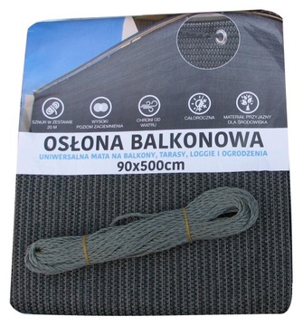 Osłona balkonowa 90 x 500 cm tworzywo sztuczne