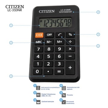 Маленький карманный калькулятор CITIZEN LC-310NR