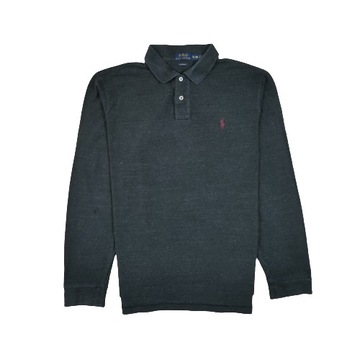 POLO RALPH LAUREN Koszulka Longsleeve Polo Szara Męska Logowana r. XL