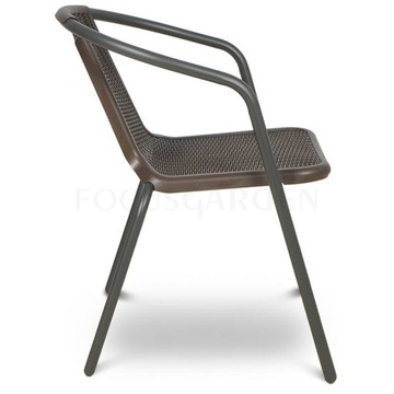 Zestaw KRZESEŁ Krzesło Ogrodowe SIMPLE Brązowe na Taras metal Komplet 2szt