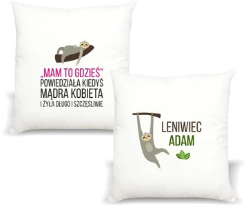 Poduszka z nadrukiem napis PREZENT LENIWIEC