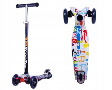 ТРЕХКОЛЕСНЫЙ ДЕТСКИЙ САМОКАТ, БАЛАНС, СВЕТОДИОДНЫЕ КОЛЕСА, В СТИЛЬ ГРАФФИТИ