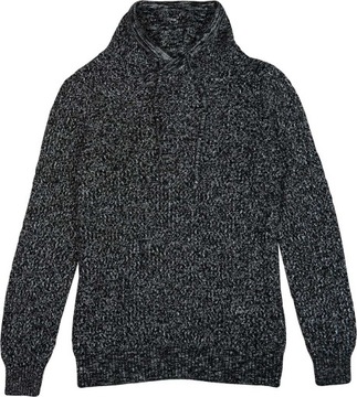 Elegancki Bawełniany Męski Biały Czarny Dzianinowy Sweter Bluza Bawełna S