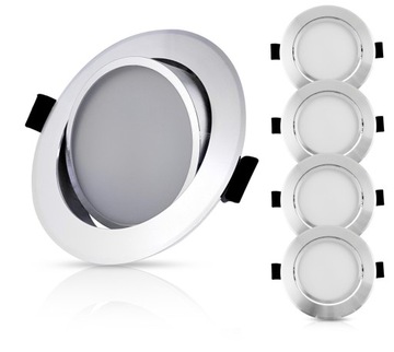 OUTLET 5X OCZKO SUFITOWE LAMPA LED UCHYLNA 230V 7W IP20 OKRĄGŁA CHROM STAL