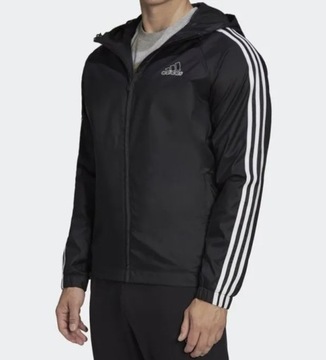 3022 KURTKA MĘSKA ADIDAS Z KAPTUREM CZARNA WIATRÓWKA S