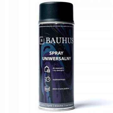 BAUHUS LAKIER UNIWERSALNY FARBA SPRAY EMALIOWA RAL 9005 CZARNY MAT