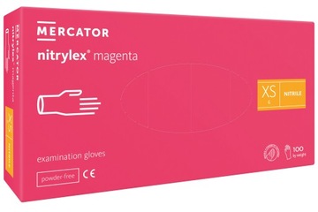 Rękawice różowe nitrylowe nitrylex magenta XS 100sz, rękawiczki jednorazowe